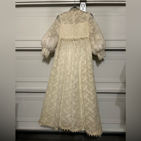 Handmade Bohemian Lace Embroidery Beading 60’s Vintage Wedding Dress Fairycore - Picture 12 of 16